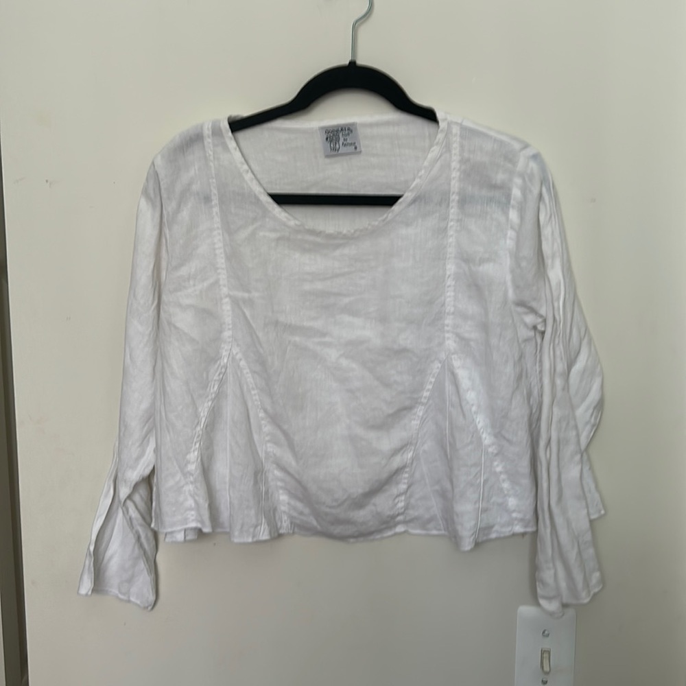 Completo  white linen boat neck crop top size small